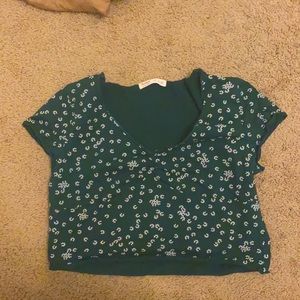 green crop top , is a large but fits small